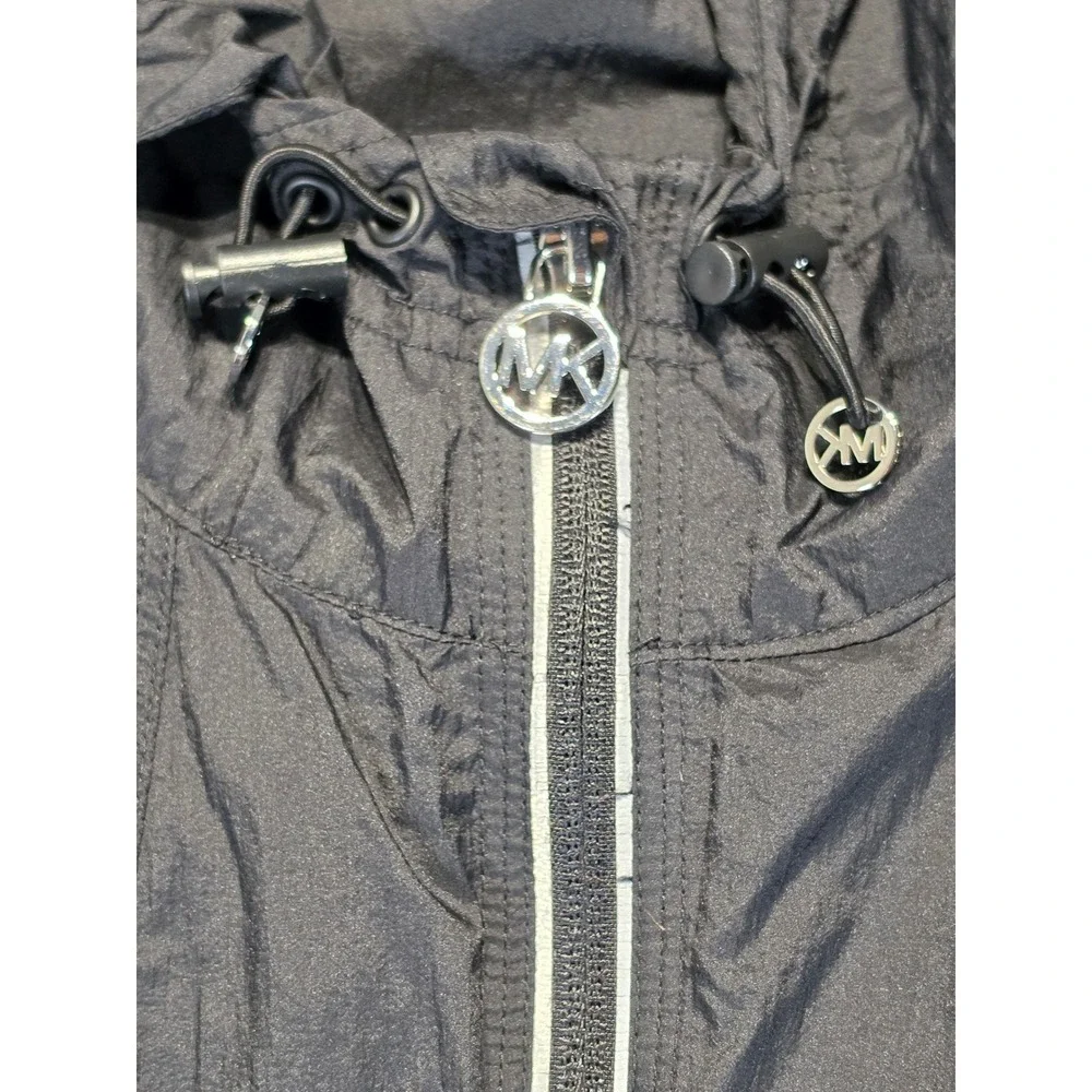 Michael Kors Womens Black Lightweight Hooded Anorak Jacket Bubble Hem Medium